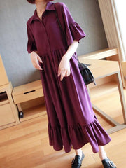 Loose A-Line Waist-High Graceful Long Purple Dress
