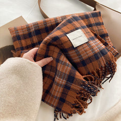 Retro Plaid Tassel All-Match Scarf Shawl