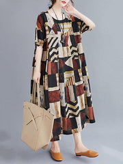 Original Split-Joint Elasticity Printed Dress
