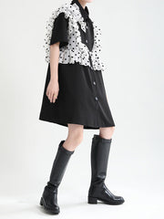 Petals Ruffled Dress Waves Gauze Shirt Skirt Dress With Short Sleeves
