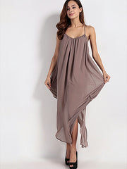 Casual V-Neck Backless Maxi Dress