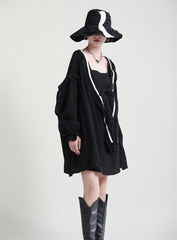 Solid Color Lace Stitching Casual Dress