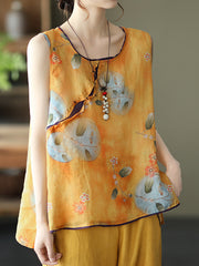 Printed Summer Split-Joint Sleeveless Top