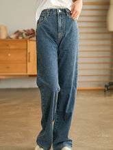 Loose Retro High Waist Button Straight Casual Pants