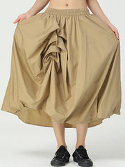 Solid Color Irregular Flower Bud Skirt