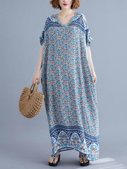 New Printed Batwing Sleeve Maxi Dress