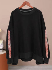 Round Neck Solid Color Loose Sweatshirt