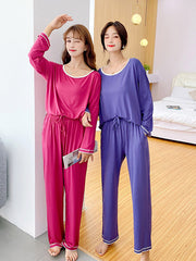 Two Pieces Comfort Long Sleeve T-Shirt And Pants Pajamas