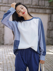 Women Round Neck Long Sleeve Loose Casual Sweatshirt