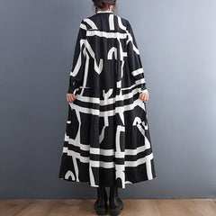 Loose Striped Long Sleeve Shirt Maxi Dress