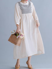 Loose Splicing Embroidered Dress