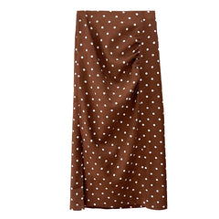 Polka Dot High Waist Split Skirt