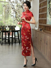 5 Colors Butterflies Print Long Cheongsam