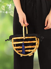 Handmade Semicircular Tassel Rattan Woven Bag