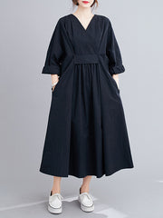 Original Solid Elasticity Waist Dress