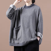 Women Loose Striped High Neck Bottoming Sweatshirt