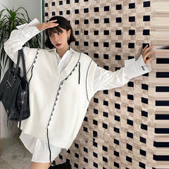 Ladies Loose Lazy Vest V Neck Sweater Top