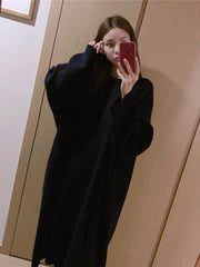 Loose Solid Color Pullover Knitted Midi Dress