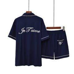 Comfortable Homewear Pajamas Letter Short Sleeve Suits