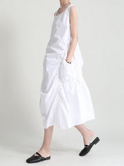 Sleeves Round Neck Irregular Ruffled Maxi Dress