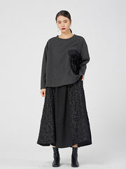 Three-Dimensional Bud Design Solid Sweatshirt