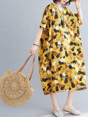 Loose Comfortable Cotton Yellow Dress