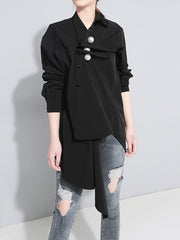 Solid Color Big Pearl Ruffle Shirt