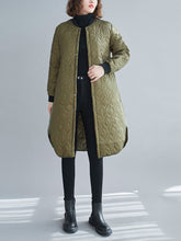 Women Round Neck Zipper Solid Color Casual Coat