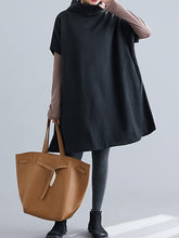 Casual Loose Short Sleeves Turtleneck Sweater Dress