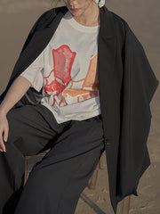 Women Casual Loose Print Short Sleeve T-Shirt