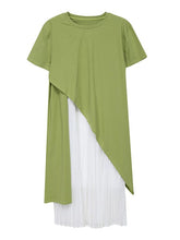 Two-Piece Cropped Pleats Elasticity Waist Dress