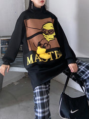 Women Stand Collar Printed Casual Sweatshirt