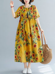 Original Floral Round-Neck Dress