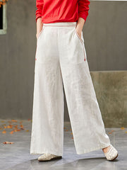 Artistic Retro Solid Wide Leg Pants