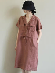 Artistic Retro Drawstring Elasticity Waist Dress