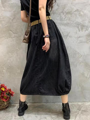Loose Solid Color Slit Retro Slim Skirt