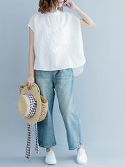 Casual Solid Ramie Cotton High-low Pocket Shirt