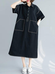 Original Solid Split-Side With Pocket Dress