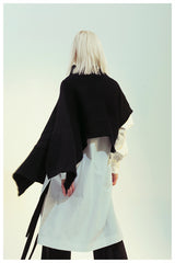 High Neck Shawl Sweater Long Shirt Dress Two-Piece Suit