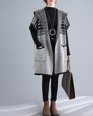 Knit Bat Sleeve Cardigan Hooded Cape Coat