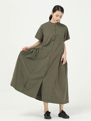 Loose Split-Joint Solid Cropped Long Dress