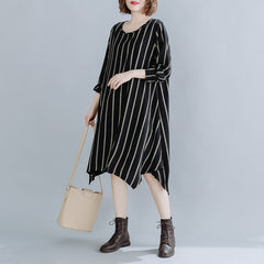 Women Striped Loose Round Neck Dress