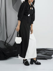 Colorblock Stitching High Waist Elastic Waist Slim Skirt