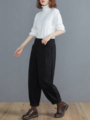 Women Loose High Waist Lantern Wide Leg Casual Pants