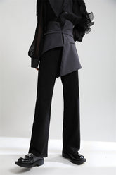Simple Irregular Color-Block Wide-Leg Pants