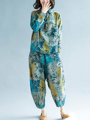 Loose Plus Size Ramie Harem Suits