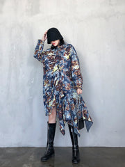 Tie-Dyed Ruffled  Cropped Midi Dress