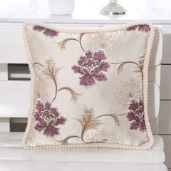 Hibiscus Printed Embroidered Pillow Case