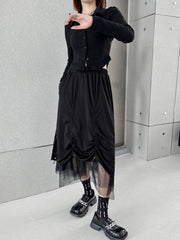 Roomy Drawstring Gauze Pleated Skirts