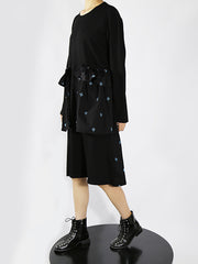 Original Design Clover Embroidery Big Pocket Midi Dress